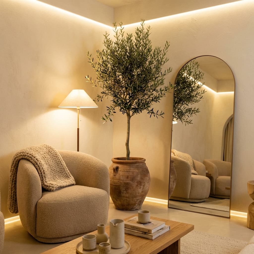 Lounge corner with olive tree